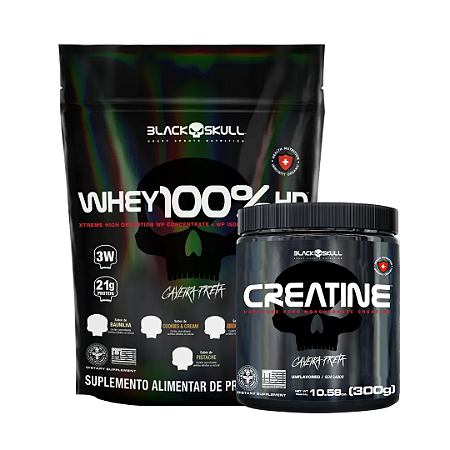 WHEY 100% HD (900g) + CREATINA (300g) - BLACK SKULL