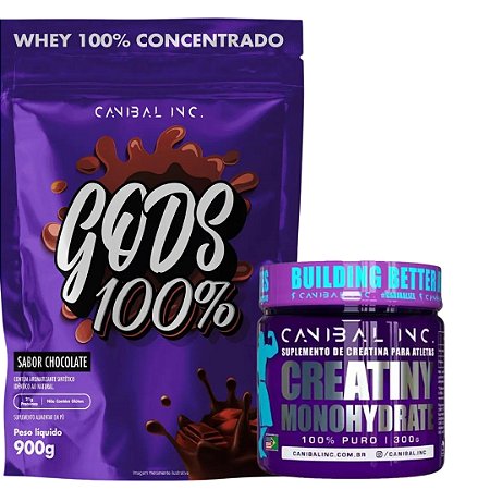 GODS WHEY CONCENTRADO 900G + CREATINY 300G - CANIBAL