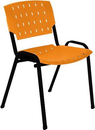 Cadeira Ergo plástica pintura epóxi preto empilhável polipropileno diversas cores