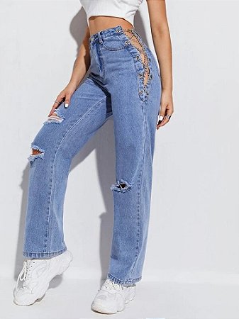 Calça Jeans corrente lateral - Close fashion modas