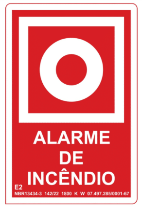 Placa De Sinalização De Emergência - Botoeira De Alarme De Incêndio E2 - 14X10 cm