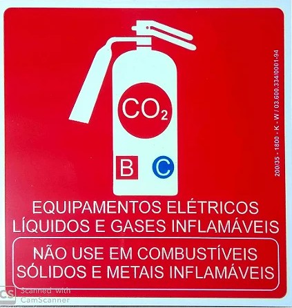 Placa De Sinalização De Emergência Extintor Tipo CO²