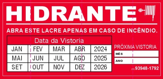 Lacre Adesivo Para Hidrante Destrutível tipo calendário