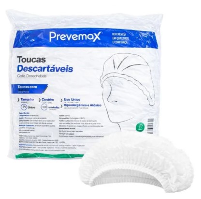 Touca TNT Descartável - 100 unidades PREVEMAX