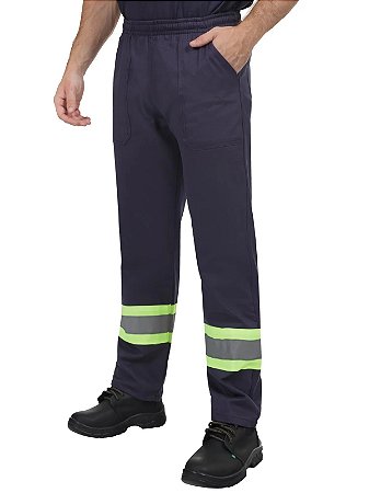 Calça Brim Pesado com Refletivo Uniforme Profissional