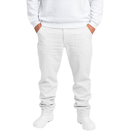Calça Brim Pesado Elástico com Bolso