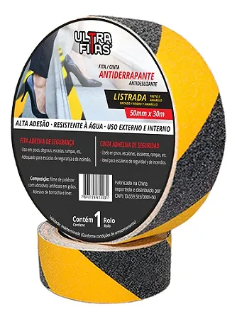 Fita Antiderrapante 50 mm X 30 Metros - Listrada  (Amarela e Preta)