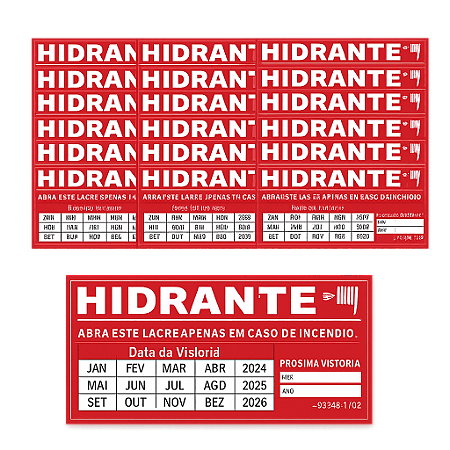 Pacote com 50 Lacres Adesivo Para Hidrante Destrutível Calendário