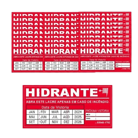 Pacote com 50 Lacres Adesivo Para Hidrante Destrutível Calendário