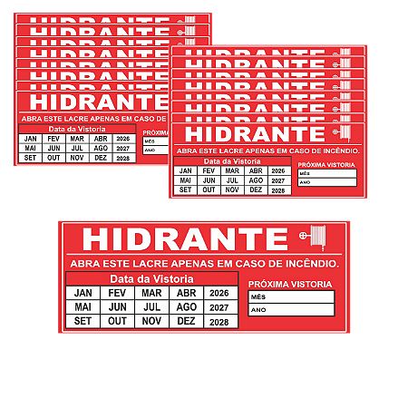 Pacote com 50 Lacres Adesivo Para Hidrante Destrutível Calendário
