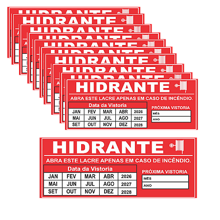 Pacote com 10 Lacres Adesivo Para Hidrante Destrutível Calendário