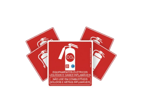 Kit 5 Placas Fotoluminescente Extintor Co 2 - 19,5x19,5cm