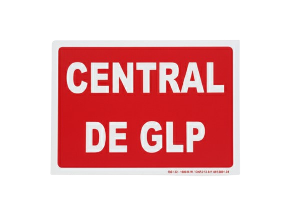 Placa De Sinalização De Emergência Central de GLP 14X19,5 Cm
