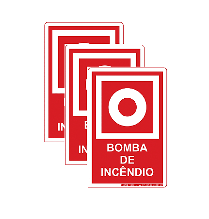 Kit 3 Placas Fotoluminescente Botoeira Bomba De Incêndio E3