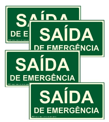 Kit 4 Placas Sinalização De Emergência - Saída - S12a