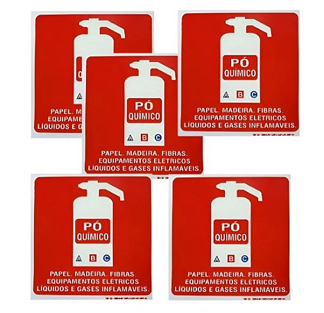 Kit 5 Placas Extintor De Incêndio Abc Fotoluminescente