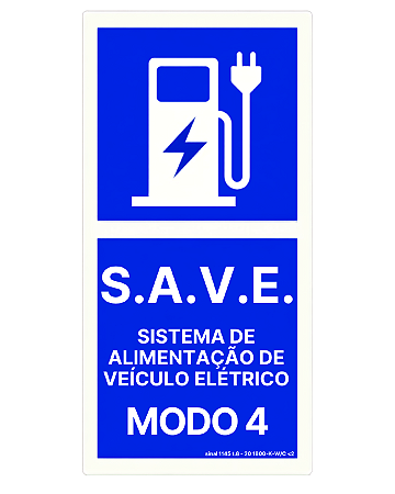 Placa de Sinalização Estação de Recarga SAVE 20x40x1mm - Modo 4