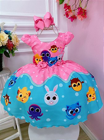 Vestido Infantil Bolofofos Rosa Chiclete Luxo Festas  super luxo festa RO3103RC