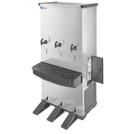 Bebedouro Industrial 100L RESIST em Inox - SEM contato manual, com 3 torneiras (1 natural)