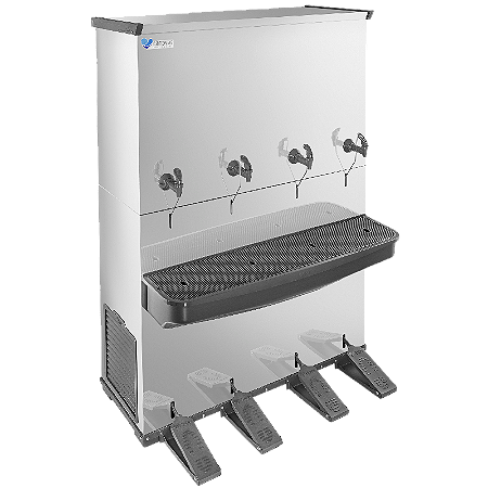 Bebedouro Industrial 200L RESIST em Inox - SEM contato manual, com 4 torneiras (1 natural)