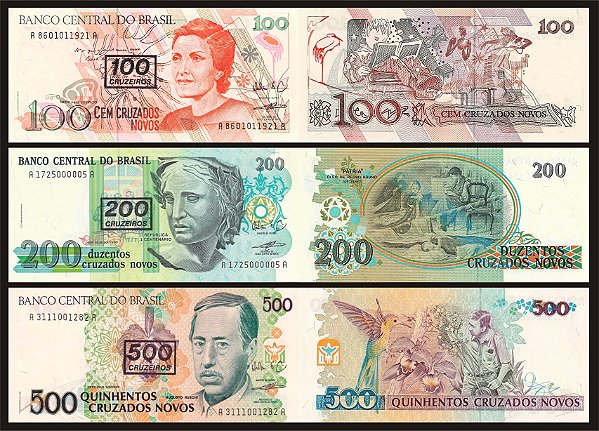 Cédulas de Cruzeiros C211b, C212b e C213b (R É P L I C A S)