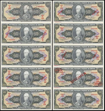 500 Cruzeiros - C099, C099m, C100, C100m, C101, C101m, C102, C102m, C102s, C103 (R É P L I C A S)