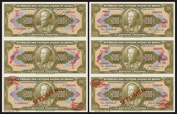 200 Cruzeiros - C097, C097m, C097s, C098, C098m, C098s - (R É P L I C A S)