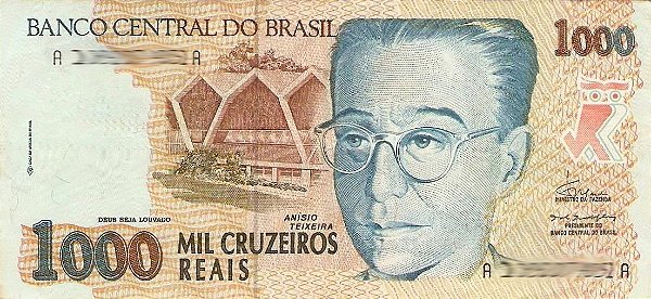 1.000 Cruzeiros Reais - Cédula do Anísio Teixeira C238 (ORIGINAL)