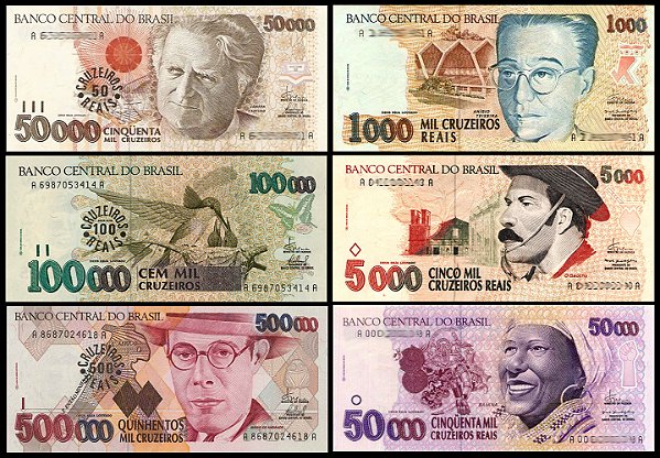 Cédulas da Família Cruzeiros Reais - ORIGINAIS