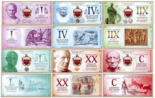 Cédulas Fantasia do Império Romano - 13 Belas Notas