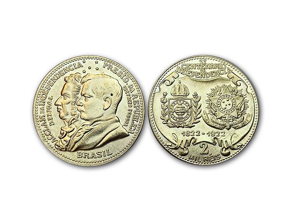 Moeda 2000 Réis De 1922 do 1° Centenário da Independência - RÉPLICA