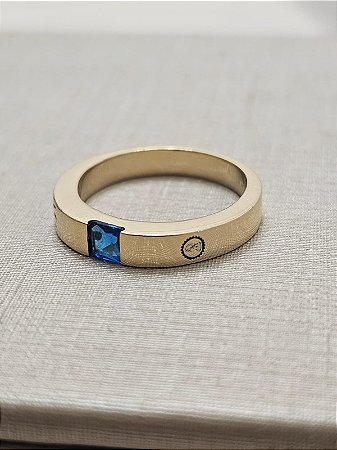 Anel Unissex Ouro 18k Pedra 4x4mm Natural