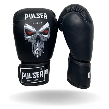 LUVA 12 OZ PU PRETA CAVEIRA | ADOMA