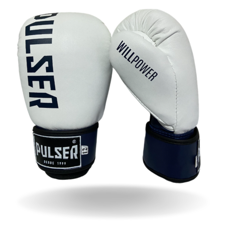 LUVA 12 OZ MICROFIBRA BRANCA/AZUL | ADOMA