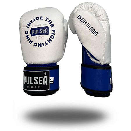 LUVA 10 OZ MICROFIBRA BRANCA INSIDE AZUL | ADOMA