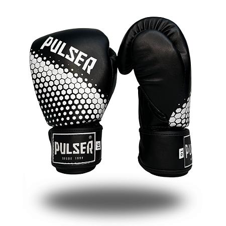 LUVA 16 OZ PU PRETO HEXA BRANCO | ADOMA