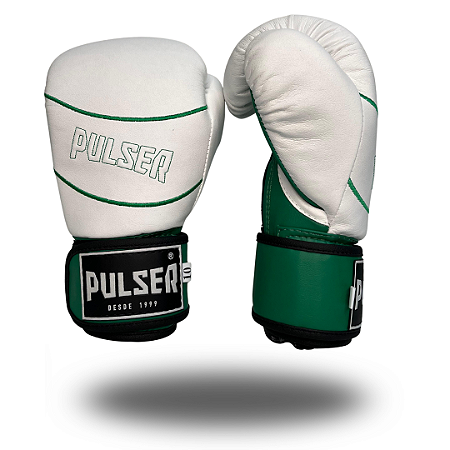 LUVA 10 OZ MICROFIBRA BRANCA/VERDE | ADOMA