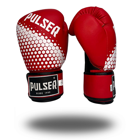 LUVA 12 OZ PU VERMELHO HEXA BRANCO - PRO 100 | ADOMA