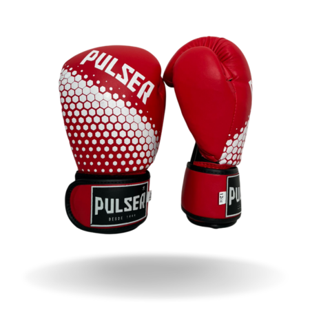 LUVA 12 OZ PU VERMELHO HEXA BRANCO - PRO 100 | ADOMA