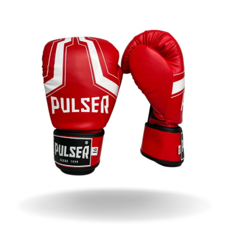 LUVA 16 OZ PU VERMELHO IRON BRANCO | ADOMA