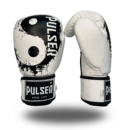 LUVA 16OZ YNG YANG BRANCO E PRETO - PRÓ 100 - MICROFIBRA