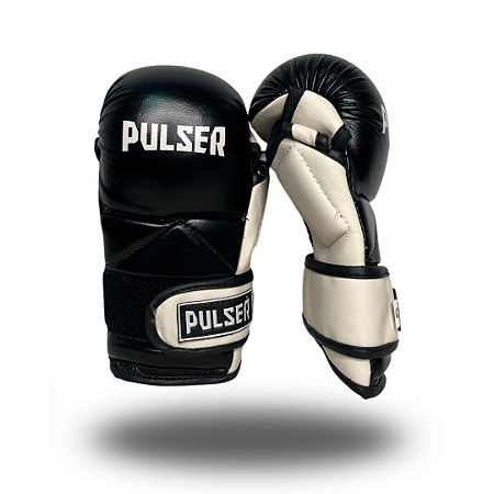 LUVA MMA TREINO PRETA/CREME (TIRA AJUSTÁVEL) MICROFIBRA