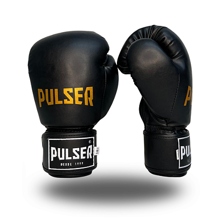 LUVA 14OZ PRETA MINIMALISTA PULSER DOURADO PU | ADOMA