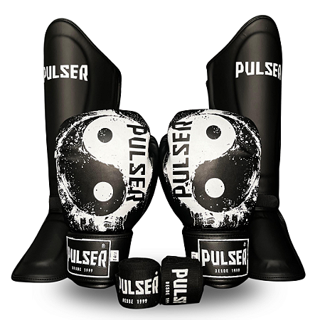 KIT MUAY THAI YIN YANG | LUVA 12oz + CANELEIRA M + ATADURA 4 METROS PULSER