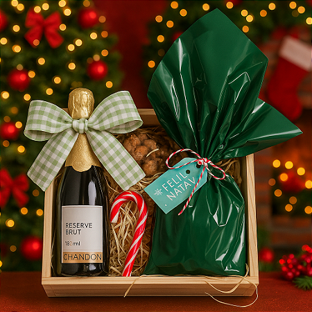 Bandeja Natal Com Chandon ou Vinho ou suco
