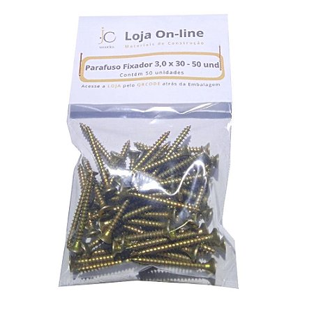 Parafuso Fixador 3,0x30 - Conjunto de 50 Unidades