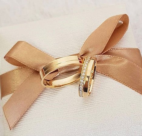 Aliança Prata Banhada a Ouro 18K com 05 mm largura (5 Anos de Garantia) mod 09