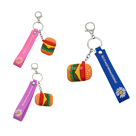 Chaveiro Geek Emborrachado Pingente Hambúrguer