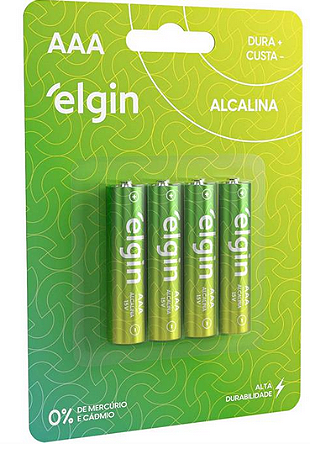 Pilha alcalina AAA (palito) c/ 4un Elgin