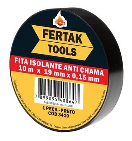 Fita isolante preta anti chama 10m Fertak